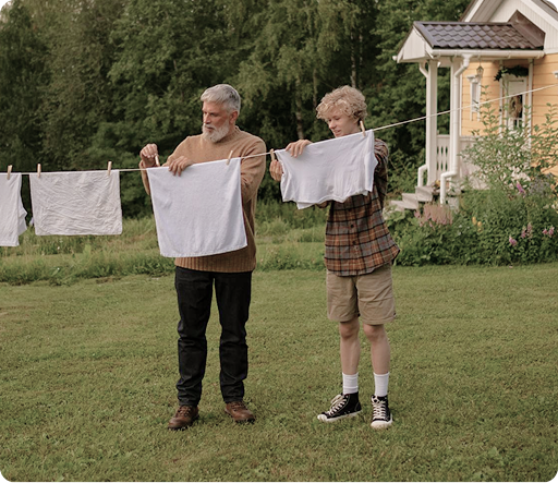 Older couple outdoors learning about planning options